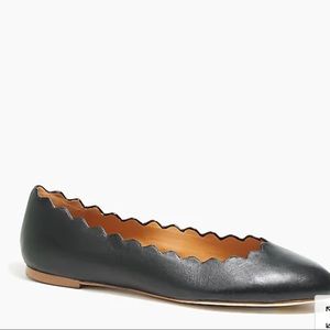 J Crew Factory Scalloped Black Ballet Flats Sz 9